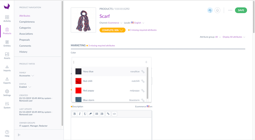 Why product data enrichment matters and how Akeneo & Pimcore do it - image2 Akeneo panel