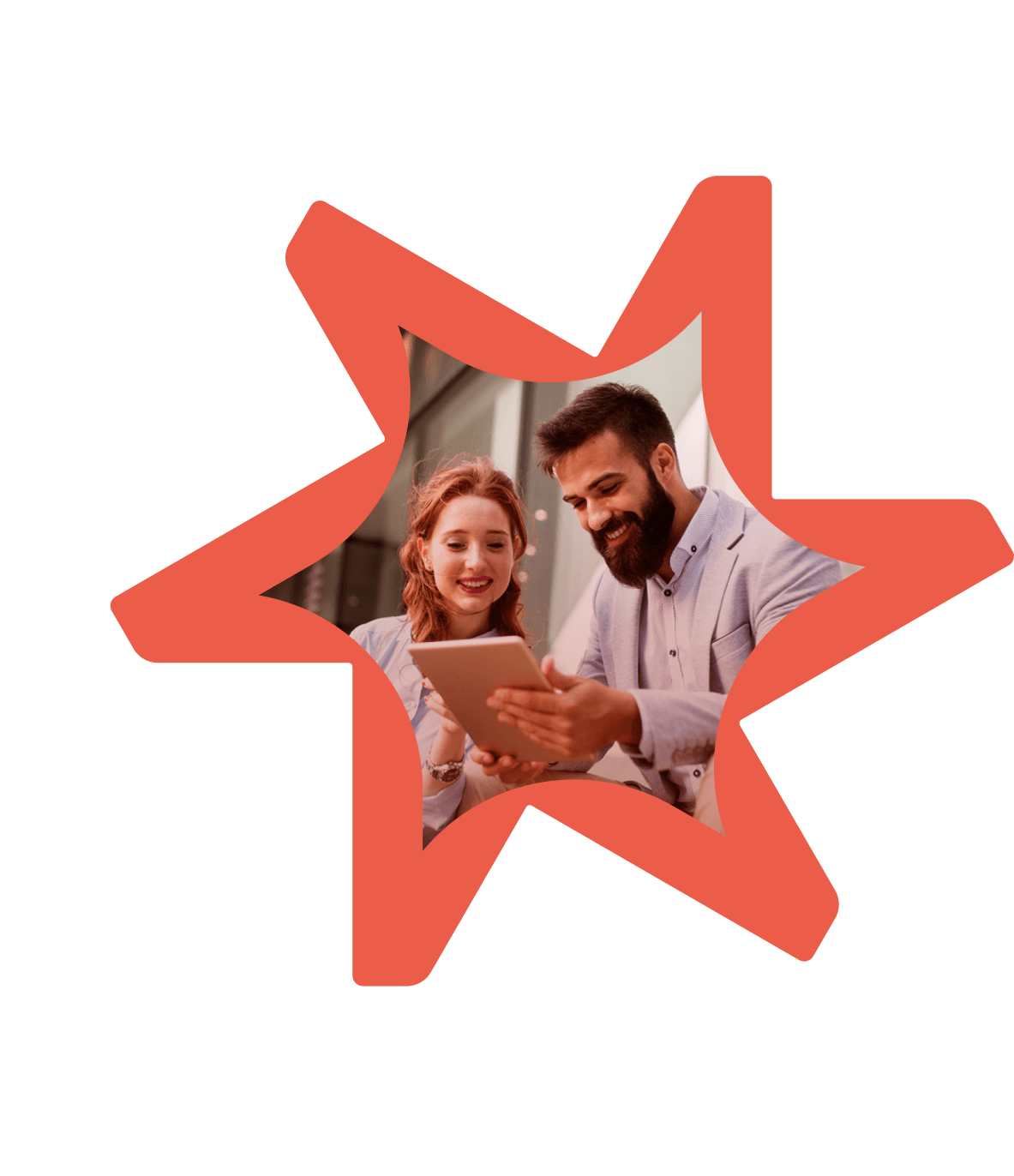 Tandemite banner Home page: Two professional coworkers explaining digital analyst using digital tablet