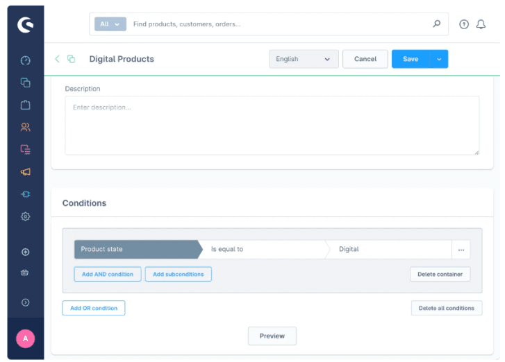 Shopware 6 admin panel - Digital products