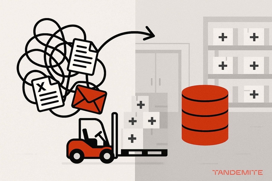Why ZARYS adopted PIM. One central product database – and countless issues prevented - image1 warehouse with tangled data turning into a single organized database