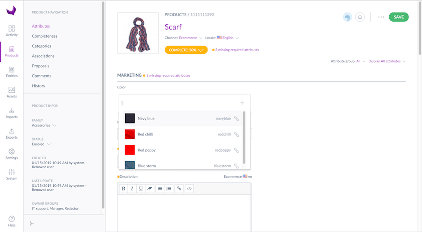 Why product data enrichment matters and how Akeneo & Pimcore do it - image2 Akeneo panel