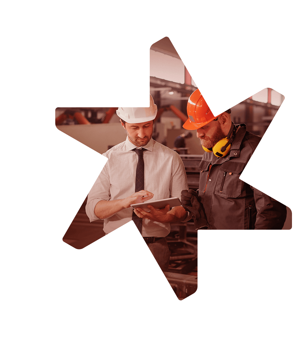 Tandemite banner: Two manufacturing specialist using digital tablet