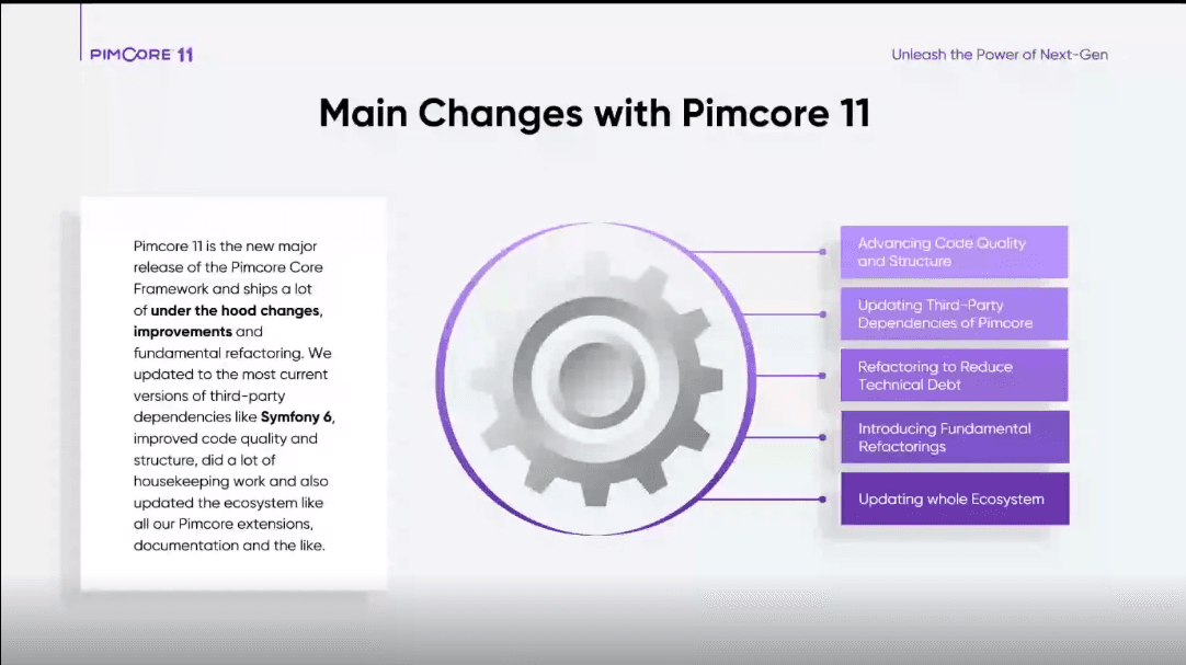 Main changes with Pimcore 11