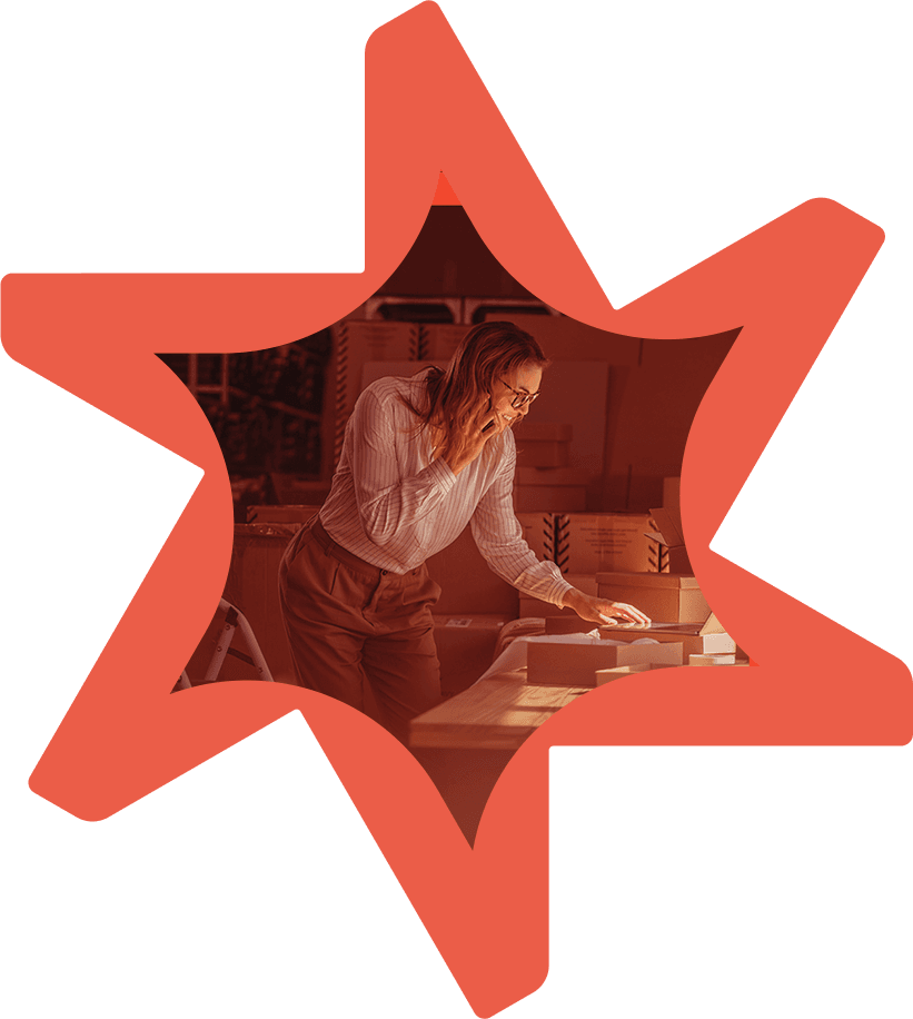 Tandemite banner: woman talking on a phone and searching on a computer