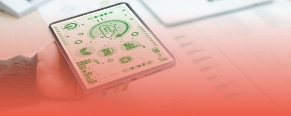Digital product passport interface with sustainability and carbon footprint data, illustrating PIM integration with LCA data